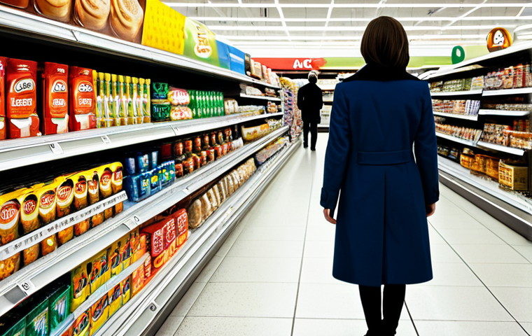 넛지 기법의 사회적 비용 분석하기 - Distorted Choices**

A crowded supermarket aisle.  A shopper, female, fully clothed in everyday mode...