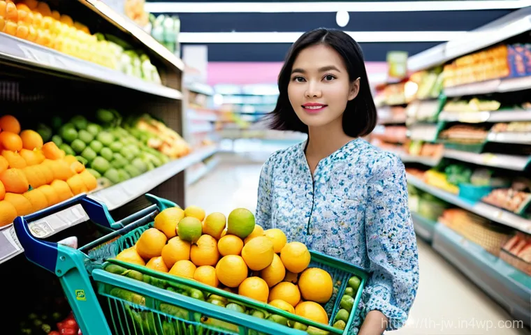 넛지 기법을 활용한 소비자 행동 변화 - **Prompt for "Thai Supermarket Nudge"**:
    "A vibrant, eye-level shot inside a brightly lit, moder...