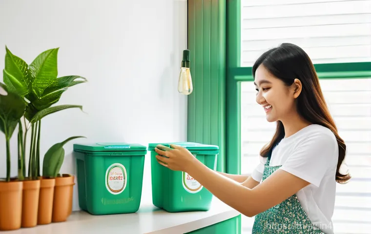 넛지 기법으로 지속 가능한 소비 촉진하기 - **Prompt for Waste Separation Nudge in a Thai Home:**
    "A cozy, brightly lit modern Thai kitchen,...