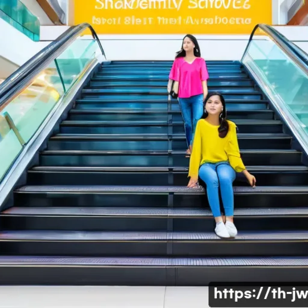 넛지 기법과 인센티브 설계의 비교 - A vibrant, eye-level shot inside a modern, clean Thai shopping mall or public building during the da...