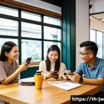 넛지 기법으로 고객 피드백 수집하기 - A friendly and relaxed office scene in Bangkok with diverse Thai adults casually discussing a produc...